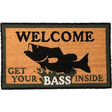 Rivers Edge Products 30" x 18" Coir Welcome Door Mat, Slip-Resistant, Bass