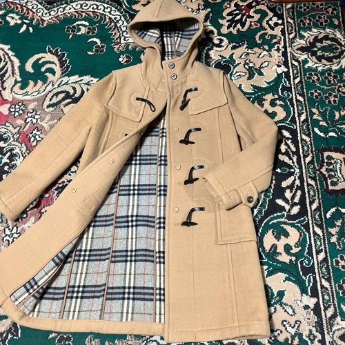 BURBERRY Hooded Long Duffle Coat Jacket Blouson Women Size 40 Camel Nova Plaid  - Afbeelding 2 van 20