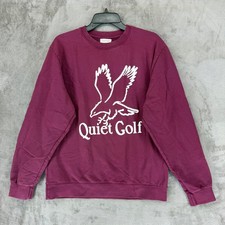 Quiet Golf Eagle Graphic Crewneck Sweatshirt Burgundy Maroon Mens M USA Made