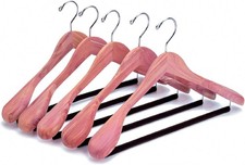 5 Pack American Red Cedar Wood Coat, Suit Hangers with Extra Wide Shoulder