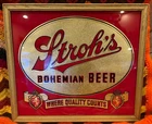 Vintage STROH'S BOHEMIAN BEER Reverse on Glass Detroit Brewery Sign
