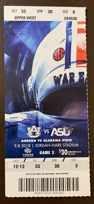 Auburn Tigers 9/8/2018 NCAA football ticket stub vs Alabama State | eBay