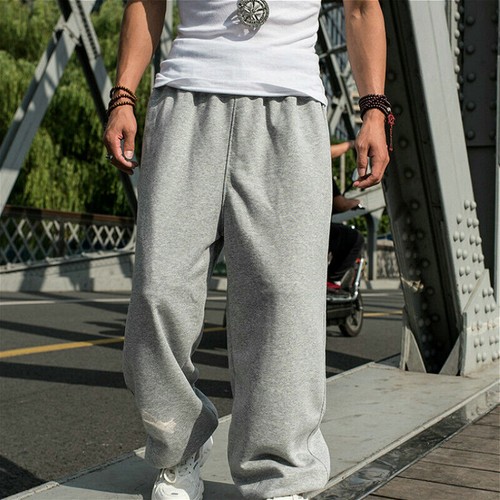 New Women Men Baggy Fit Pants Sweatpants Elastic Waist Trousers Hip Hop Wide Leg - Bild 14 von 31