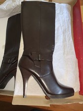 Worthington Leather Tall Knee High Slim Heel Dress Boots 10M Mercury Brown NIB