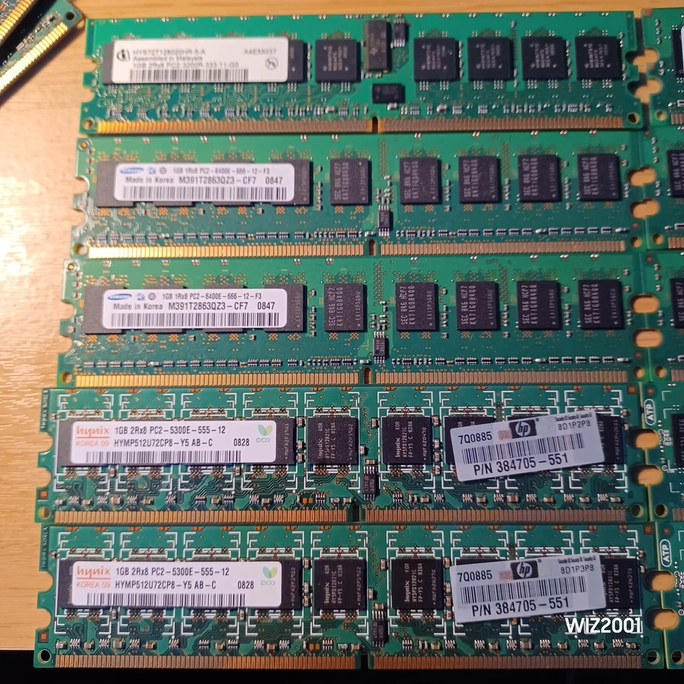 Lot 10x 1GB Samsung Hynix MICRON ATP PC2 DDR2 ECC Registered Server RAM TOT=10GB - Image 2 of 4