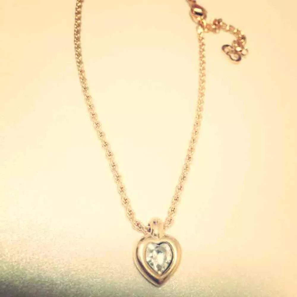 Collier strass cœur Christian Dior pendentif or accessoire bijoux