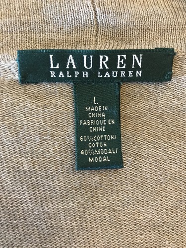 Cárdigan para mujer Ralph Lauren suéter grande marrón topo frente abierto modal algodón - Imagen 5 de 6