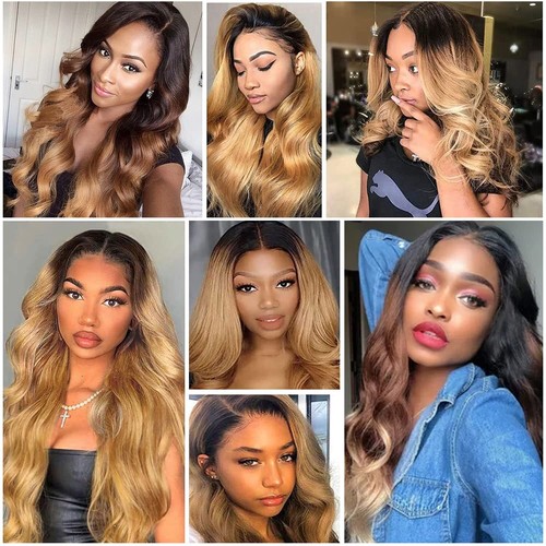 Ombre Body Wave Bundles Human Hair 1/3/4 Pcs Remy Virgin Hair Extensions Colored - Picture 16 of 65