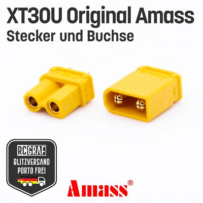 XT30U Original Amass® XT30 Akku Stecker Buchse Gelb Hochstrom Goldstecker 2mm