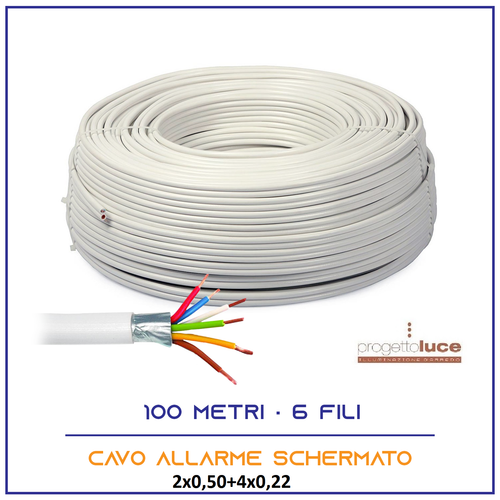 Cavo Per Impianti Di Allarme Schermato 6 Conduttori 2x0,50 4x0,22 Mmq - Foto 5