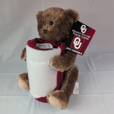 Oklahoma Sooners OU Jersey Bear Pillow Plush/Throw Blanket Combo Set-40x50
