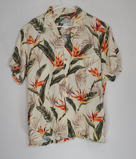 Paradise Found Magnum PI Hawaiian Shirt Cream Rayon Birds Of Paradise Size 2XL