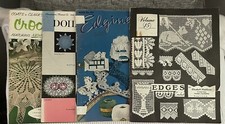 Vintage Lot of 4 Crochet Pattern Books Doilies Elizabeth Hiddleson MCM 40s/50s