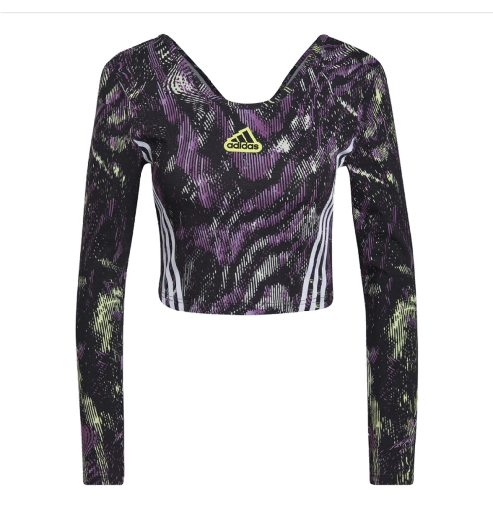 Женская спортивная футболка Adidas Hyperpulse Crop с длинным рукавом, разноцветная