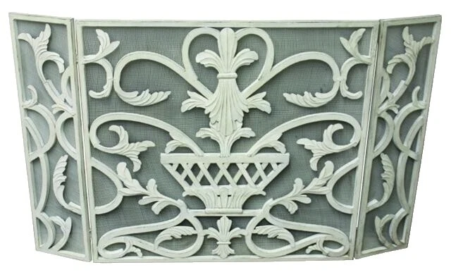 Pantallas de chimenea de metal blanco y puertas