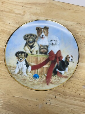 Dog Plate Franklin Mint ASPCA Vintage Decorative Plate Basket of Cheer