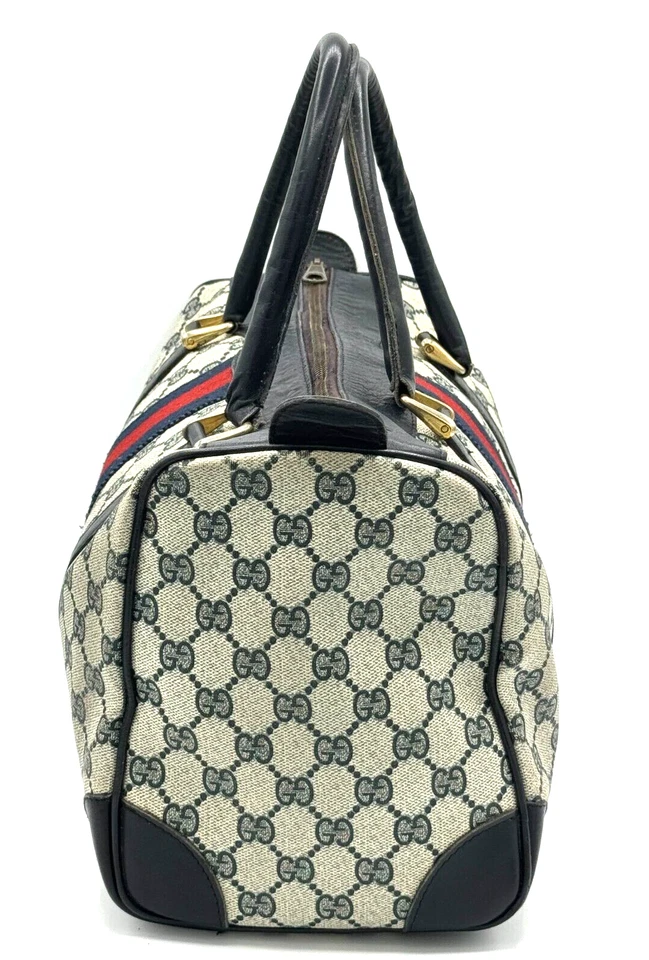 Vintage Gucci Sherry Line Mini Bolsa Boston Couro PVC Autêntico "Feito na ITÁLIA" - Imagem 3 de 4