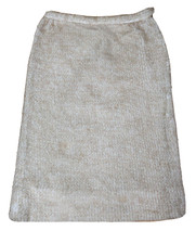 VINTAGE WOMEN'S BEIGE CREAM WOVEN WOOL SKIRT - SIZE XS