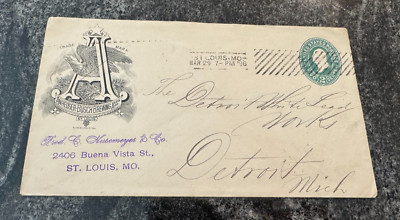 PRE-PRO 1896 ANHEUSER BUSCH BEER ST LOUIS MO PAPER ENVELOPE FRED HUSEMEER & CO