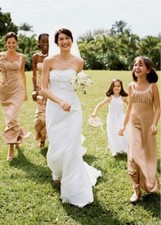 David's Bridal Mikado SZ 2 Ivory Wedding Dress with Ruffle Back Style T9938 NWT