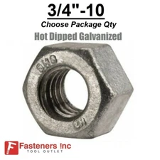 3/4-10 2H Structural Heavy Hex Nuts for A325 Bolts Hot Dip Galvanized 3/4"-10