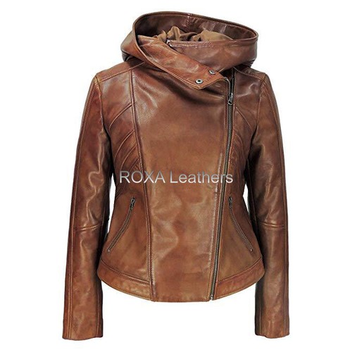 Leather Jacket Biker Stylish Hooded 