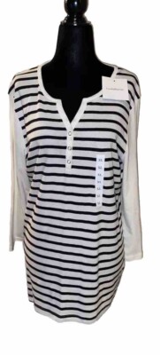 New Unisex Croft & Barrow XL Stripe Long Sleeve Shirt
