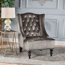 Talisa Winged High-Back Tufted New Velvet Club Chair