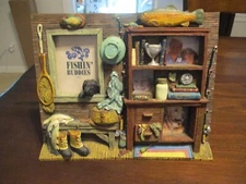 FISHIN' BUDDIES 1996 FIGI GRAPHIC'S PICTURE FRAME PUT 4 MINI PICTURES 7.75X6.5''