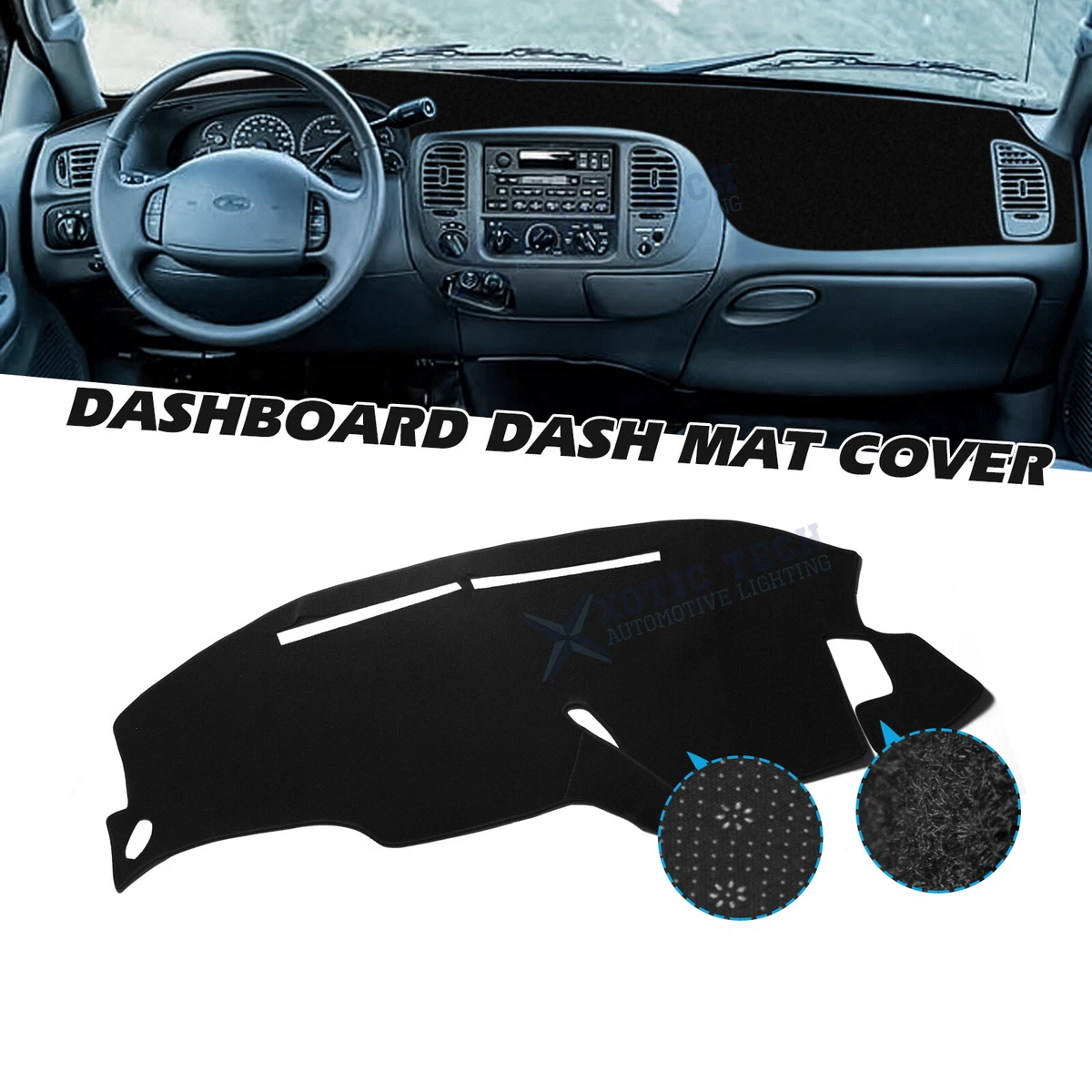Center Dash Board Pad Pre cut Sunshield Protector Black Fit Ford F150 1999 2003