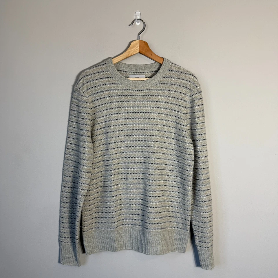 Jack Spade Turner Wool Striped Crewneck Pullover Sweater Men's Small Gray Preppy - Image 3 of 4