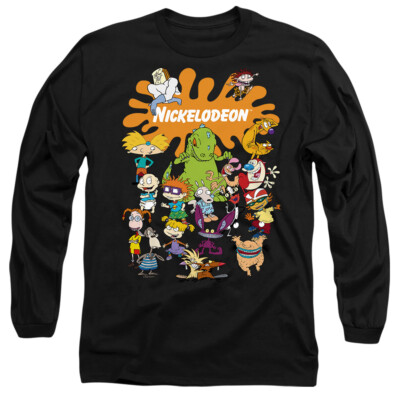 Nickelodeon Marke Nick Splat Group Herren Langarm T-Shirt, schwarz