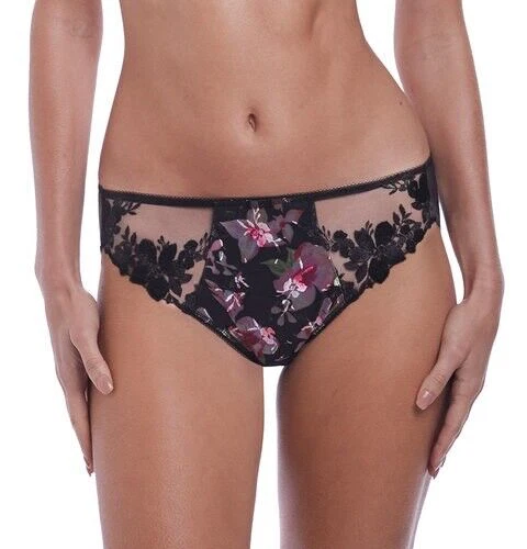 Bragas bordadas FANTASIE Annalise estampadas diseño suizo S UK 10 NEGRAS NUEVAS CON ETIQUETAS Foto 2 de 4