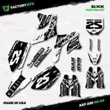 Black & White Slick Racing Graphics Kit fits 06-08 Kawasaki Kxf250 Kxf 250 Decal