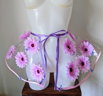 Festival Rave See Through PVC Skirt With Large Flower Applique