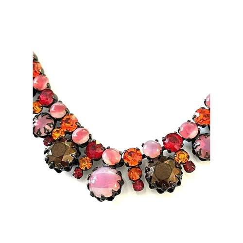 SCHREINER 1960s Multi-color Cabochons and Crystals Collar Necklace - Picture 6 of 14