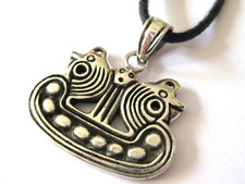 Drachenboot 925'er Silber Ketten Anhänger Wikinger Schiff / x041