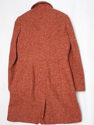 Coach Scaro Tweed Coat Womens S Rose Herringbone Wool Leather Trim  display picture 1