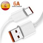 Cable USB Tipo C 1m 6A 100BA Blanco de Carga Datos Cargador Rápido Quick Charge