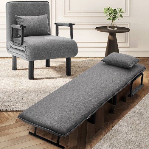Folding Futon Chair Bed Single Sofa Bed Armchair 3in1 Recliner