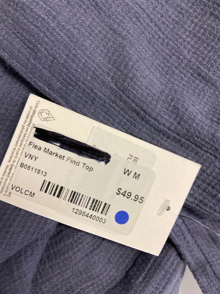 $50 Volcom Boho Peasant Top NWT Size M Juniors Women Flea Market Find Blue - Image 2 of 4