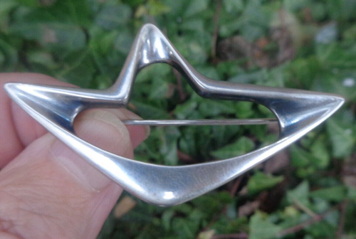 Georg Jensen Argent Broche Danois Sterling Abstrait N°376 Danemark C.1970s - Photo 12 sur 12