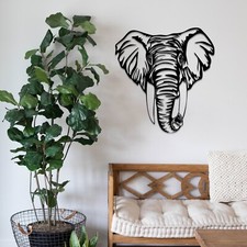 Wooden Elephant Head Wall Art Decor Design Home Room Office Decoration Idea