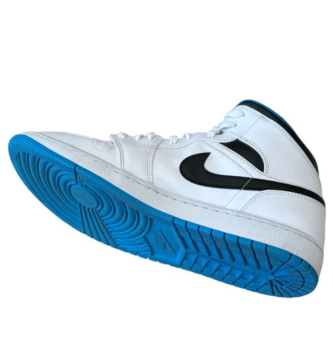 0008 su) Nike Air Jordan 1 One Mid White/Laser Blue 554724