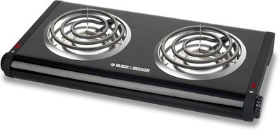 BLACK+DECKER DB1002B Double Burner Portable Electric Buffet Range Black