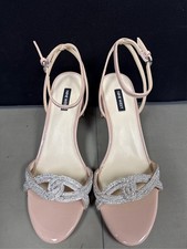 Nine West Women's Genner Embellished Block Heel Sandals - White - 10M