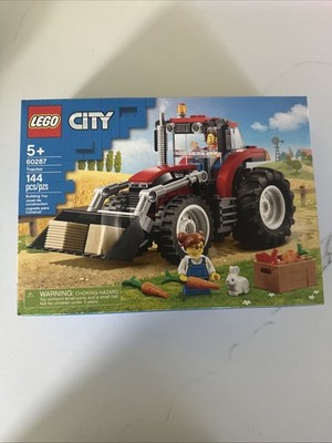 New! LEGO City Tractor Set 60287 Red Big Wheels Farmer Rabbit Vegetables