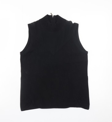 Karen Millen Damen schwarz Stehkragen ärmellose Jersey Bluse Größe 2
