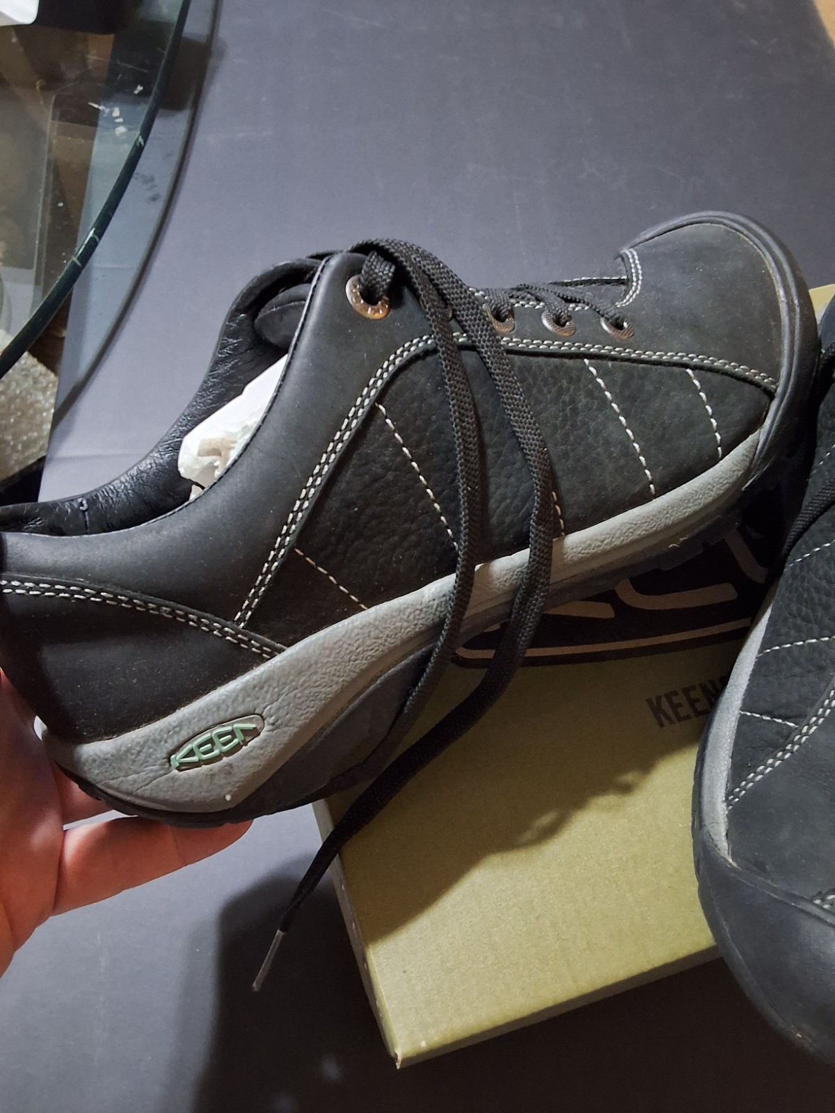 KEEN PRESIDIO NERO 7 5 LINEA DONNA SCARPE DA TREKKING STRINGATE IN PELLE SNEAKERS IN SCATOLA