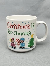Russ Berrie & Co Vintage 'Christmas is for Sharing' Coffee Tea Mug Cup Item 7980
